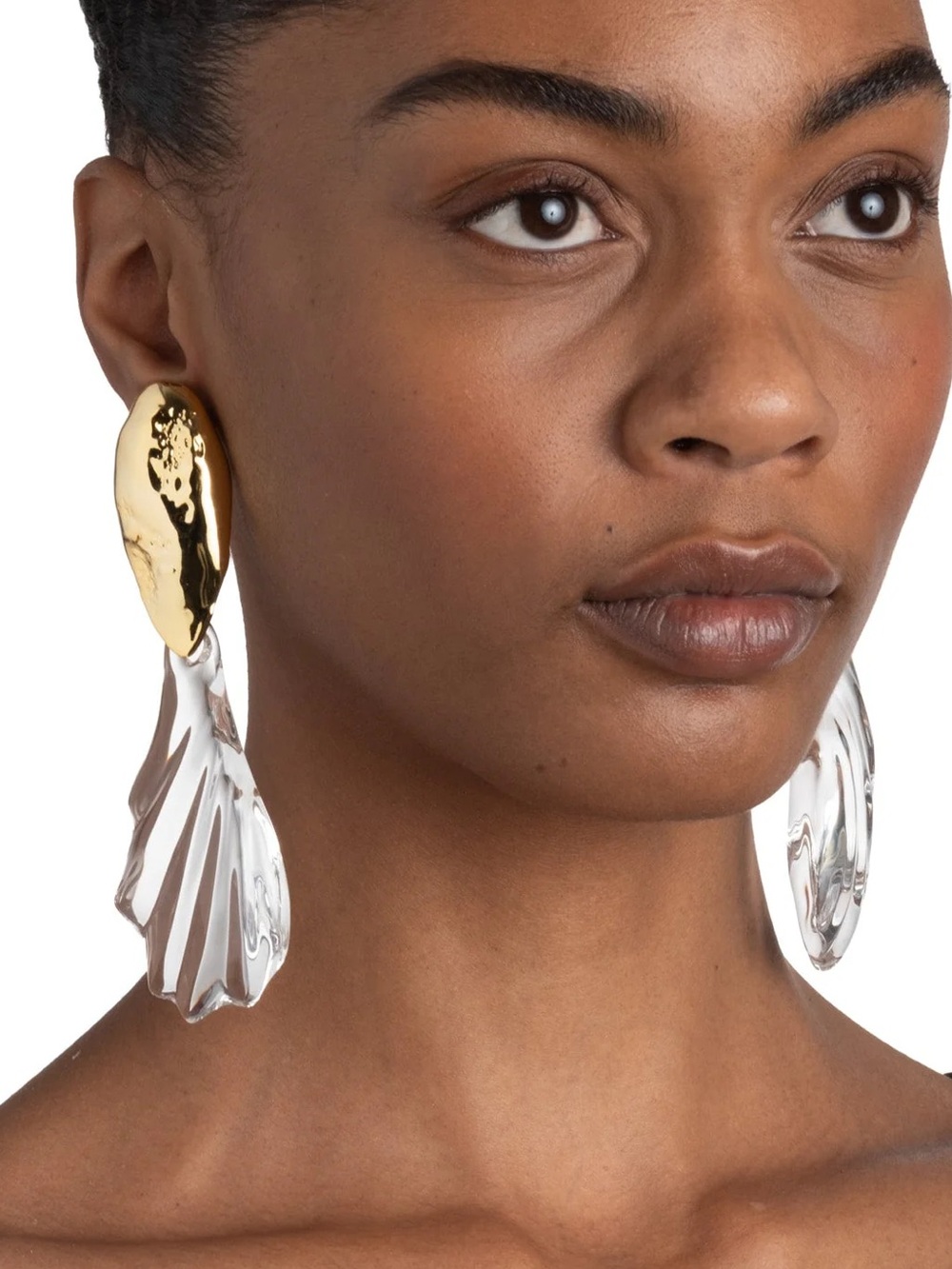 Alexis Bittar Lucite Brutalist Ripple Clip Earrings